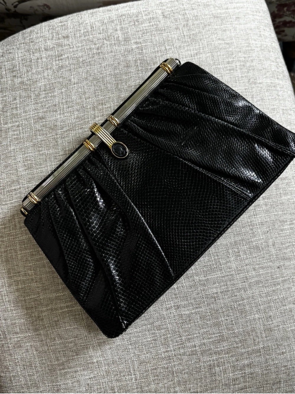 Vintage Authentic Judith Leiber Silver and Gold  Frame Clutch